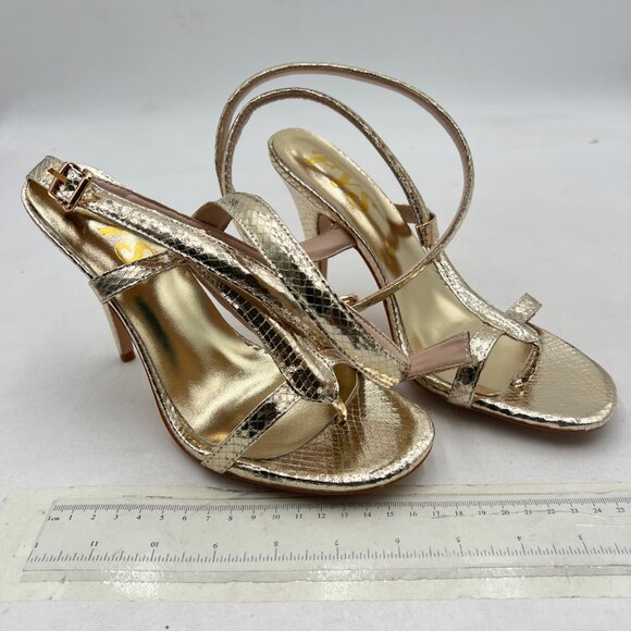 FYS Gold Stiletto High Heels Cross Ankle Strap Sandals Open Toe S-shaped Shoes - Picture 4 of 8